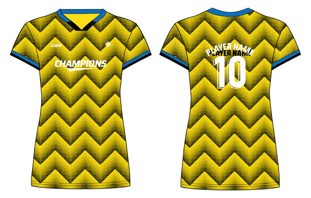 妇女运动球衣t恤设计平面素描插画与半色调图案适合女孩和女士为排球球衣，足球，足球和无挡板球，运动制服套件为运动套件图片下载