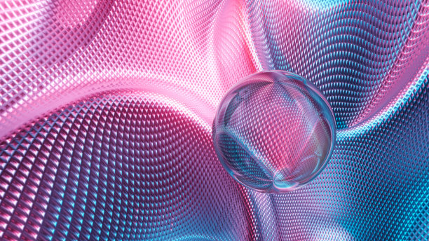 摘要线网背景下的三维彩色球体。3D渲染现代背景插画图片下载