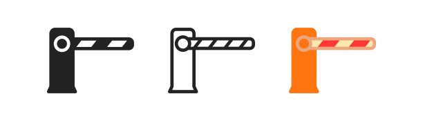 白色背景的道路屏障图标。检查点的迹象。停车大门，收费公路标志。简单的平面设计。图片下载