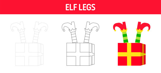 圣诞精灵脚描画和着色工作表的孩子图片下载