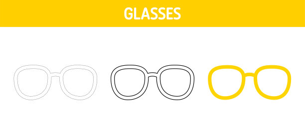 儿童眼镜描画和着色工作表图片下载