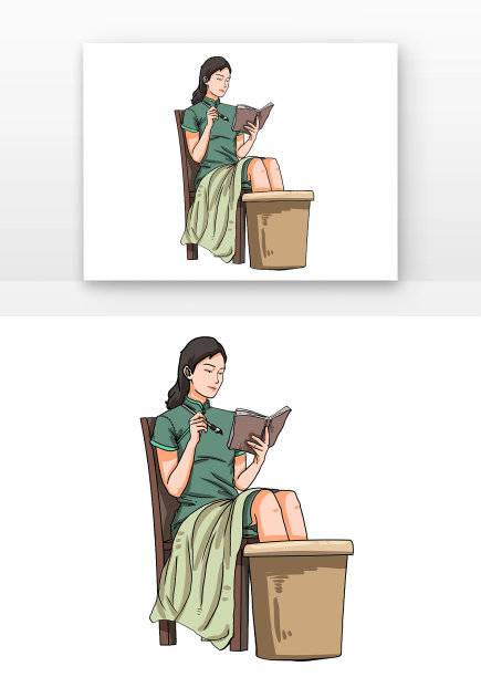 看书泡脚的人图片下载