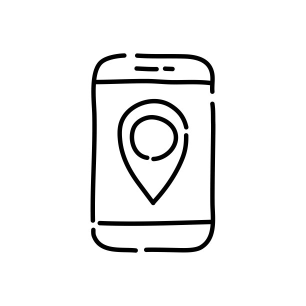 移动GPS涂鸦图标。手绘黑色草图。矢量插图。图片下载