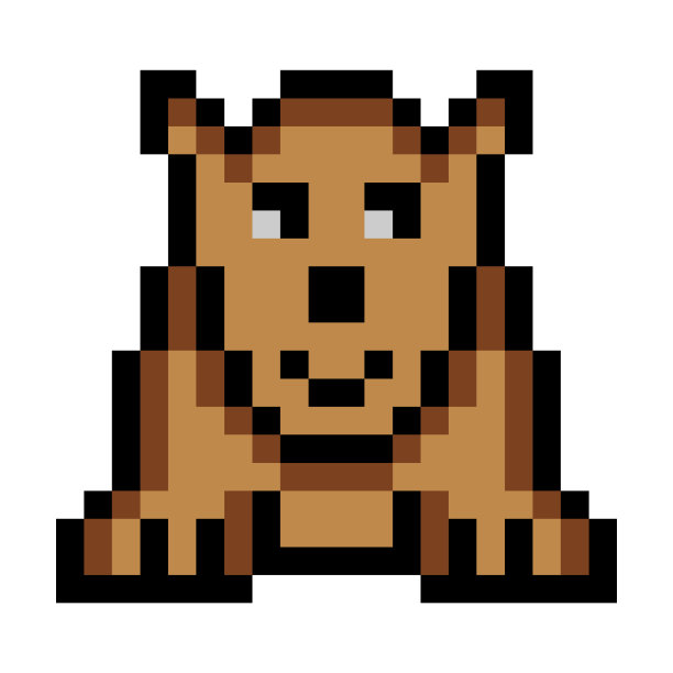 狗像素艺术孤立在白色背景。图片下载