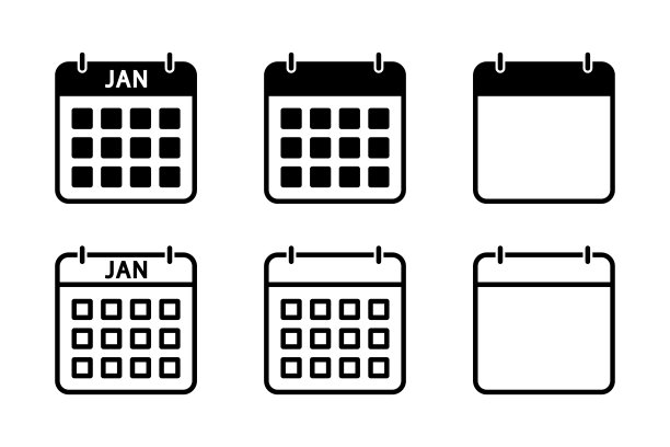 日历图标。日期和月份符号。矢量信号。图片下载