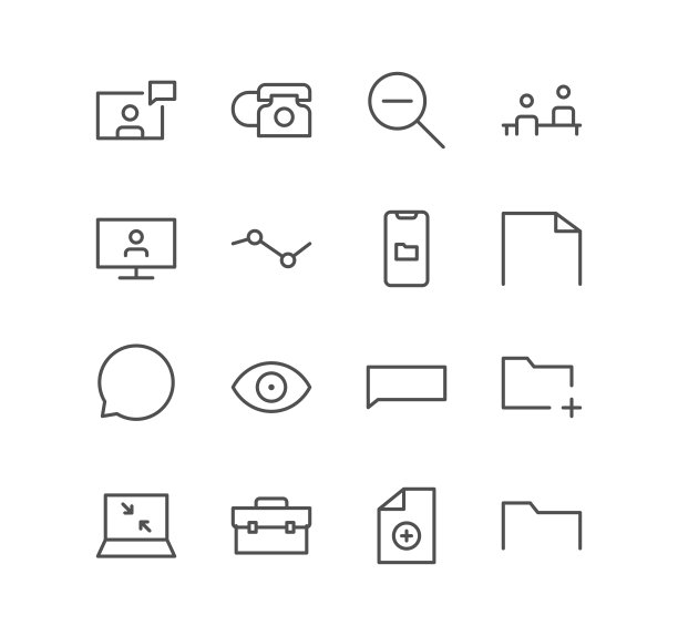 商业和通信图标的集合。图片下载