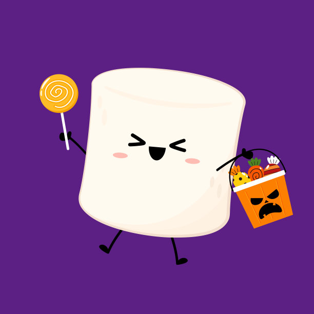 棉花糖的卡通。棉花糖人物设计。万圣节的棉花糖。万圣节元素。万圣节派对。图片下载