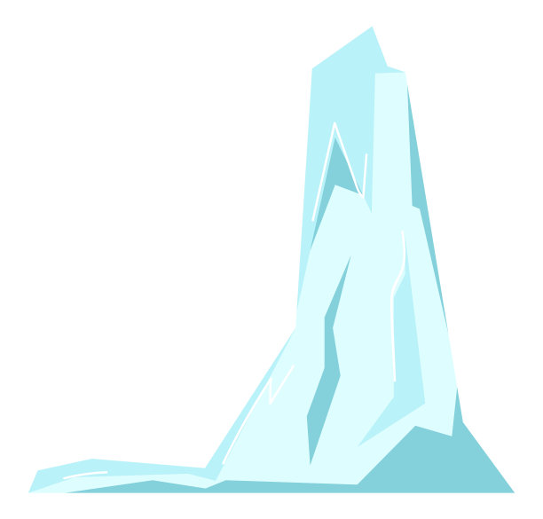 冰块和雪块，大冰山，严重霜冻的元素为设计，雪花卡通风格，矢量插画图片下载