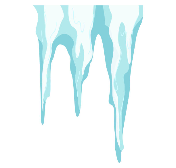 冰块和雪块，大冰山，严重霜冻的元素为设计，雪花卡通风格，矢量插画图片下载