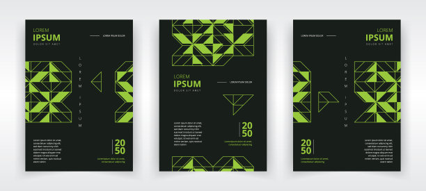 现代海报或杂志或年度报告封面模板与几何形状和线条艺术品图片下载