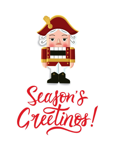 经典的胡桃夹子圣诞童话人物圣诞和新年明信片图片下载