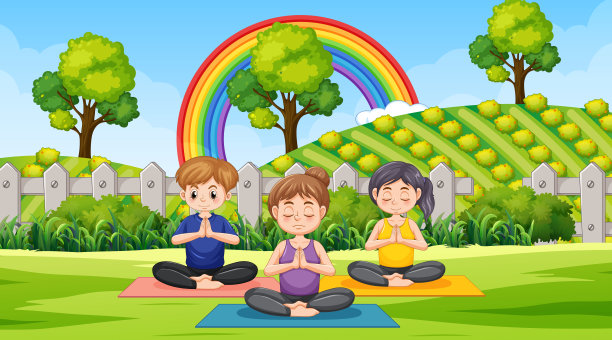 人们在公园里做瑜伽图片下载