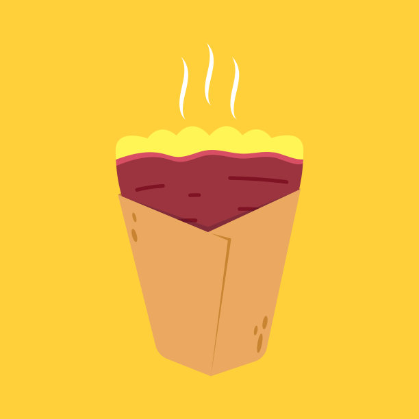 纸包装烤红薯。黄底烤红薯。日本红薯。图片下载