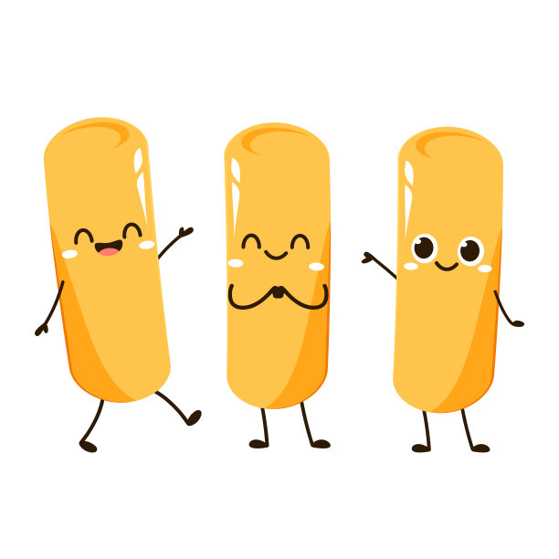 可爱的炸面漫画。韩国街头小吃。简单的矢量标志香肠。年糕是韩国食物。图片下载