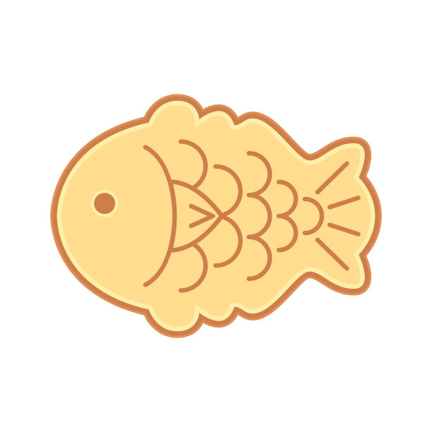 韩国街头小吃。标签上写着“Bungeobang”。这是一个鱼形面包。太极烧的矢量图。日本的糖果。图片下载