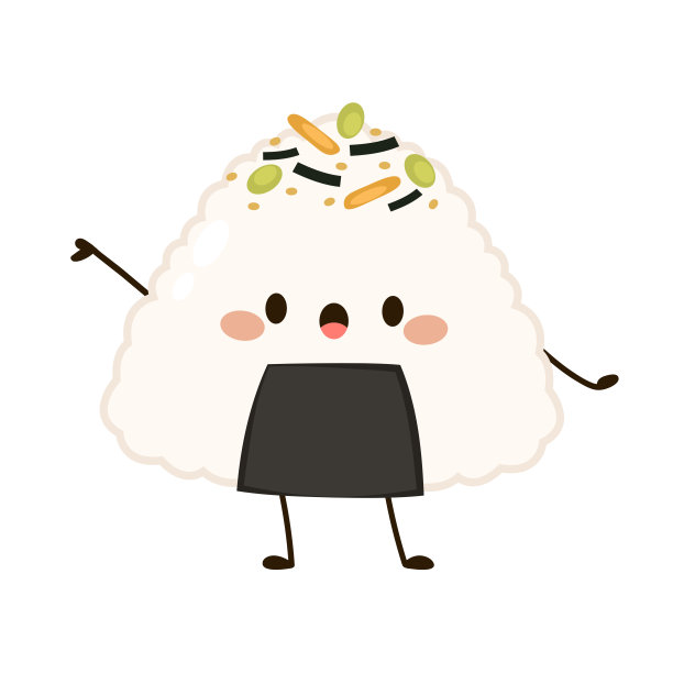 饭团的向量。白底饭团。饭团的吉祥物。图片下载