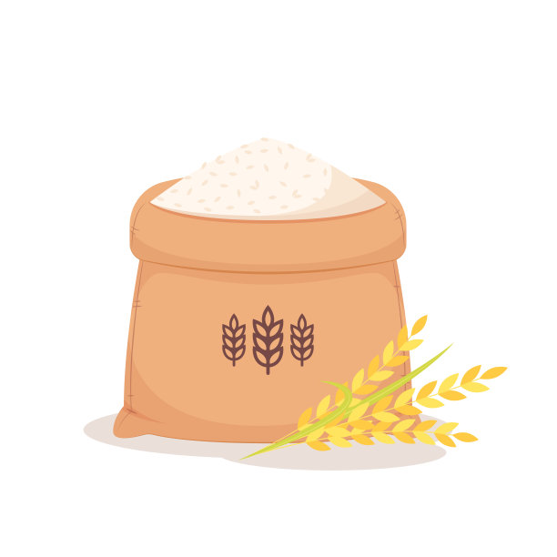 米袋卡通矢量。大米的袋子。的象征。水稻向量。小麦向量。图片下载