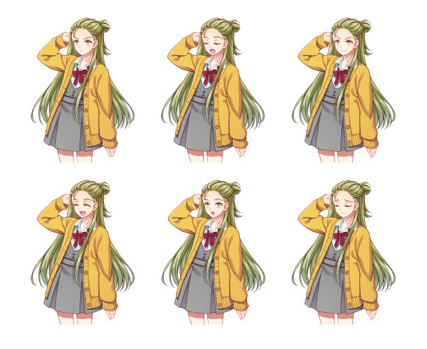 动漫少女插画(表情变化组)图片下载