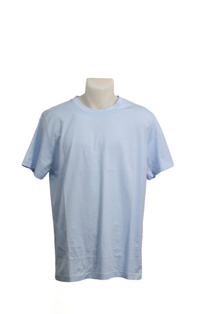 蓝色t恤孤立在白色背景上图片下载
