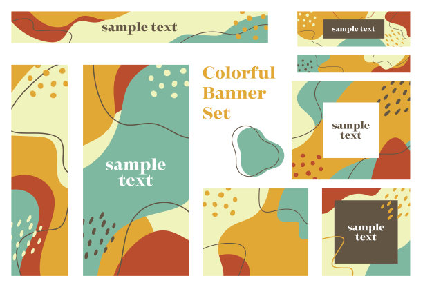 可爱和简单的波浪横幅设置图片下载