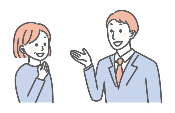 中年女士和西装男士正在交谈图片下载