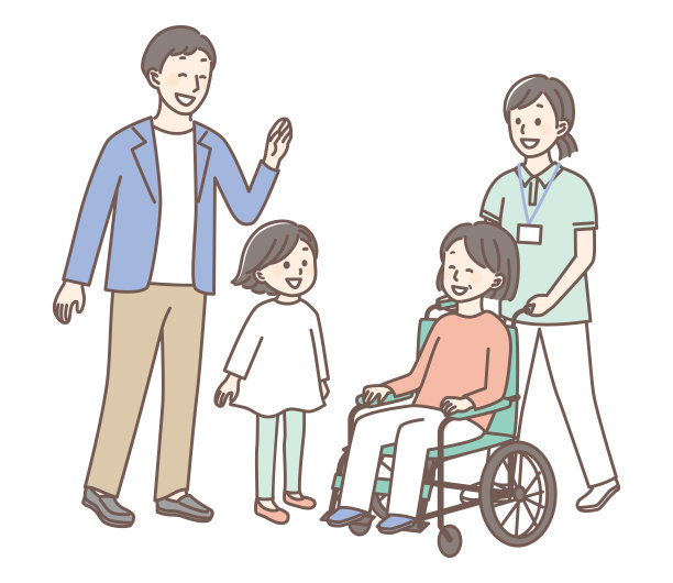 护士和轮椅的插图图片下载