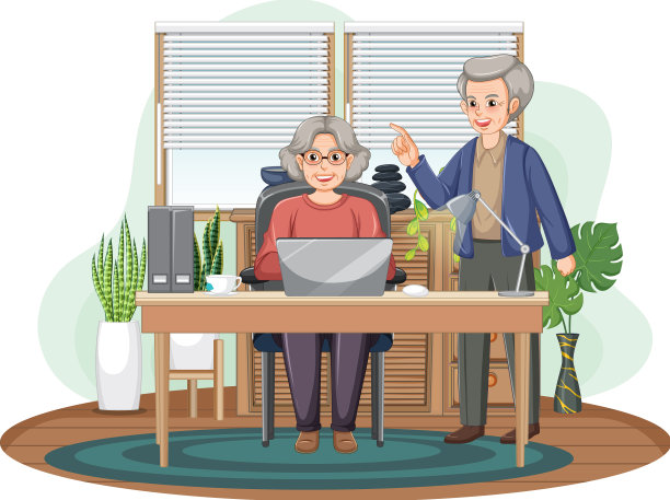 老夫妇在家里使用笔记本电脑图片下载