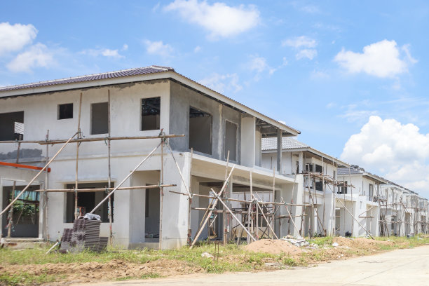 建筑工地正在施工预制住宅图片下载