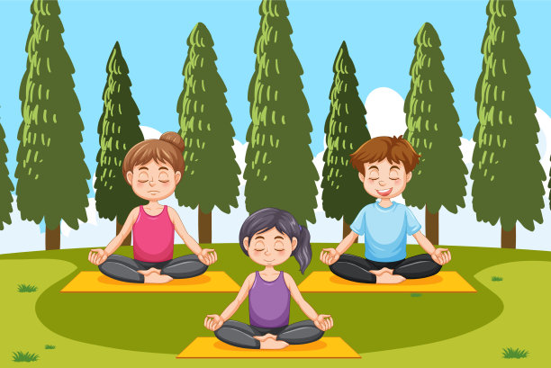 人们在公园里做瑜伽图片下载