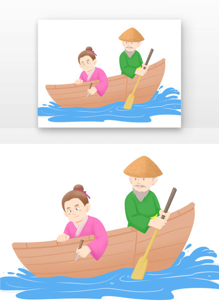 成语故事刻舟求剑船夫划船刻舟求剑记剑痕图片下载