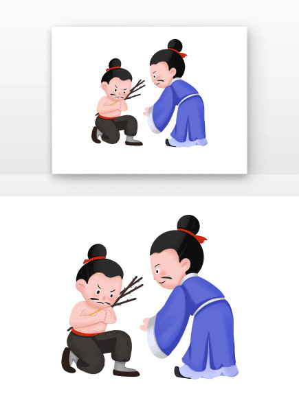 成语故事负荆请罪古装人物肩背柴火跪地请罪图片下载