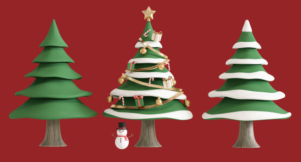 独立的圣诞树装饰定期圣诞节，3d渲染图片下载