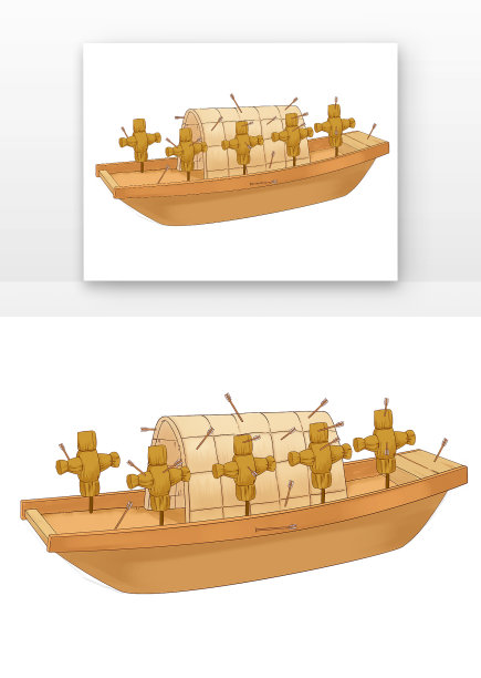 成语草船借箭船只稻草人木船射箭图片下载