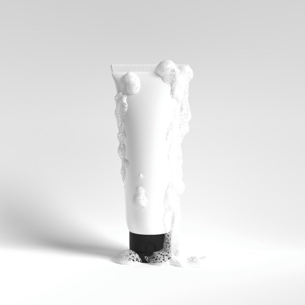 化妆品护肤乳液瓶与肥皂泡沫的现代简单的背景图片下载