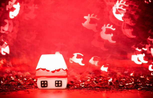 闪亮背景下的圣诞村图片下载