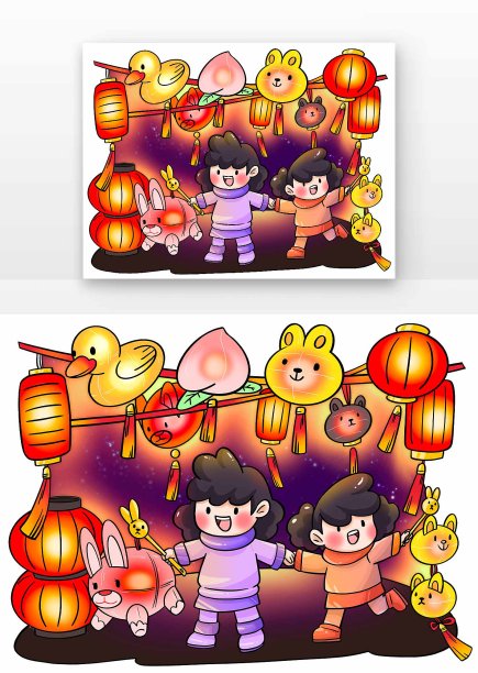 元宵节小姐妹逛灯会图片下载