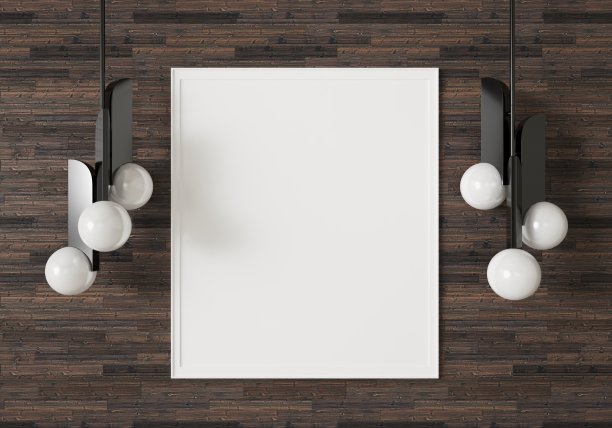 3D模型海报在现代室内设计的最小风格图片下载