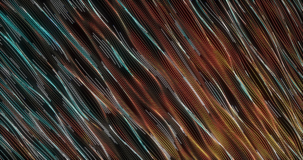 摘要背景蓝色和黄色对角线的小霓虹明亮条纹粒子以波的形式具有辉光效果。屏幕保护程序的美丽图片下载