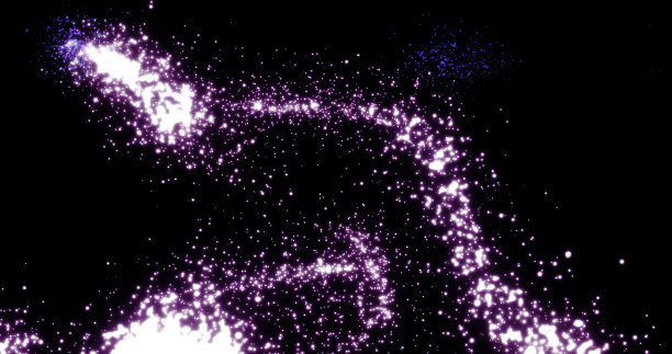 喜庆的烟花，美丽明亮，发光发亮的能量魔线和条纹的礼炮粒子。抽象的背景图片下载