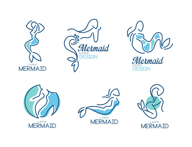 美人鱼标志设计与水生生物有图片下载