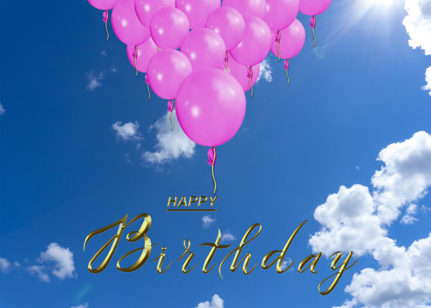 漂亮的生日贺卡。成人和儿童。三维演示图片下载