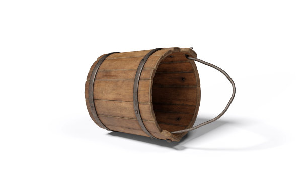 躺着的木桶孤立的白色背景。包括剪切路径。图片下载