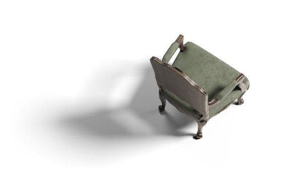 绿色的椅子与木腿在白色背景与修剪路径。图片下载