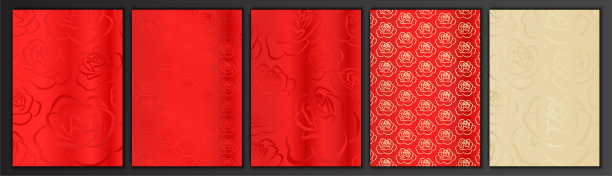 奢华的红玫瑰背景纹理集。花卉图案系列图片下载