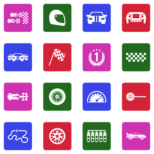 赛车图标。方形中的白色平面设计。矢量插图。图片下载