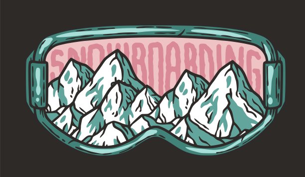 冬季极限运动。单板滑雪和滑雪设备。雪山。可打印的打印图片下载