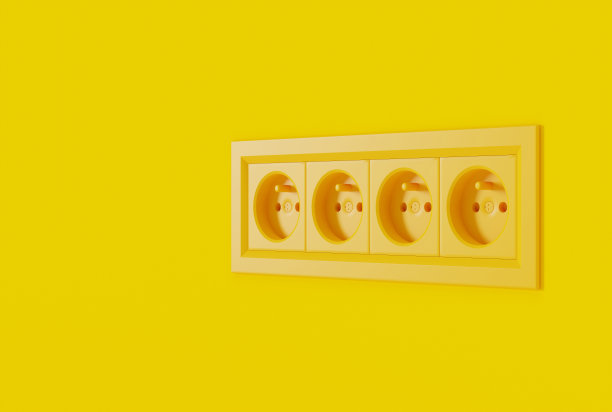 黄色背景上的插座。图片下载