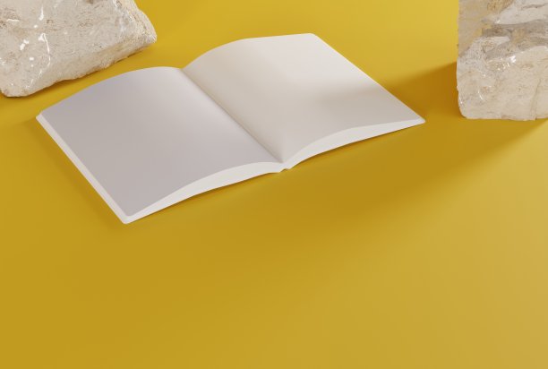 打开空白页的杂志。图片下载