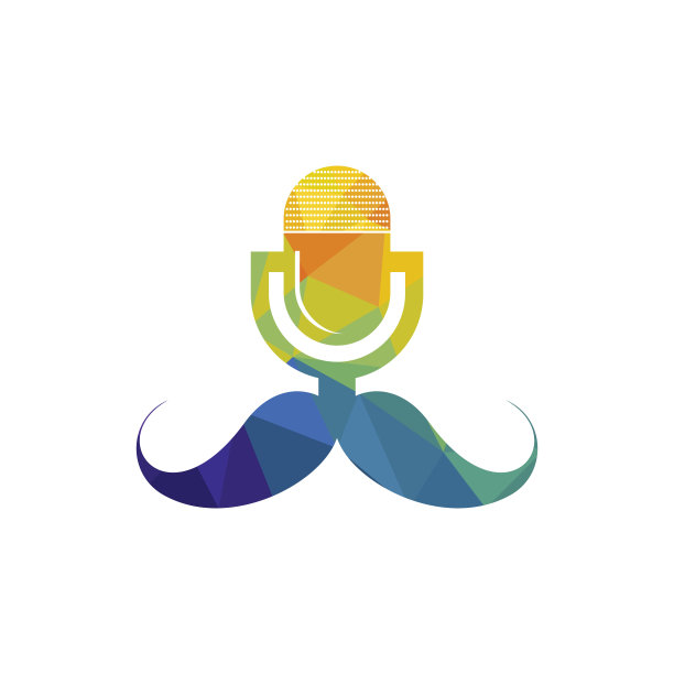 绅士播客logo设计模板。胡子播客图标。图片下载