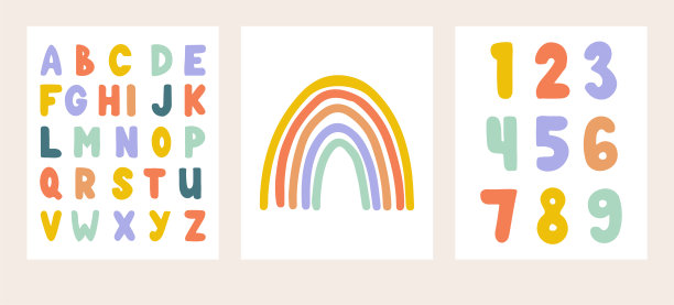 一套天气主题矢量插图中性颜色。为托儿所装饰，海报，横幅，贺卡，和更多。图片下载